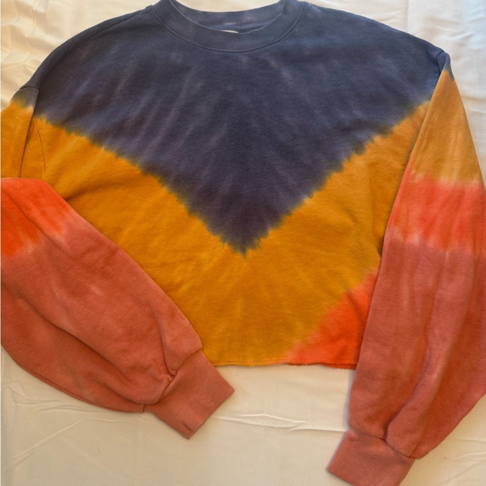 PINK Victoria's Secret Tie-Dye Cropped Sweatshirt in Navy, Mustard & Coral